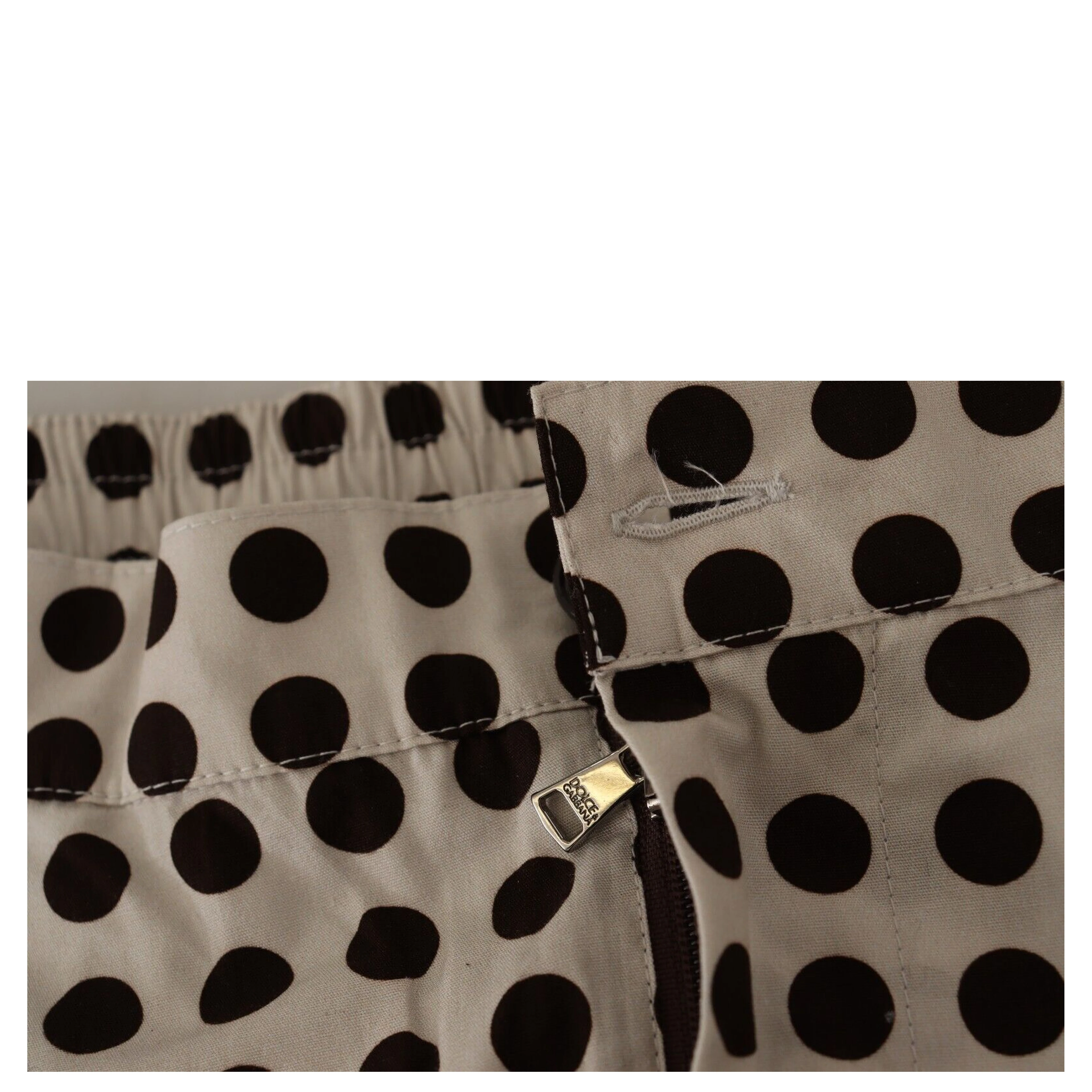 Black White Polka Dots Cotton Linen Shorts