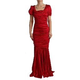 Red Silk Stretch Sheath Mermaid Gown Dress