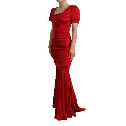 Red Silk Stretch Sheath Mermaid Gown Dress