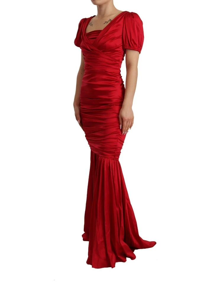 Red Silk Stretch Sheath Mermaid Gown Dress alternative