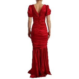 Red Silk Stretch Sheath Mermaid Gown Dress