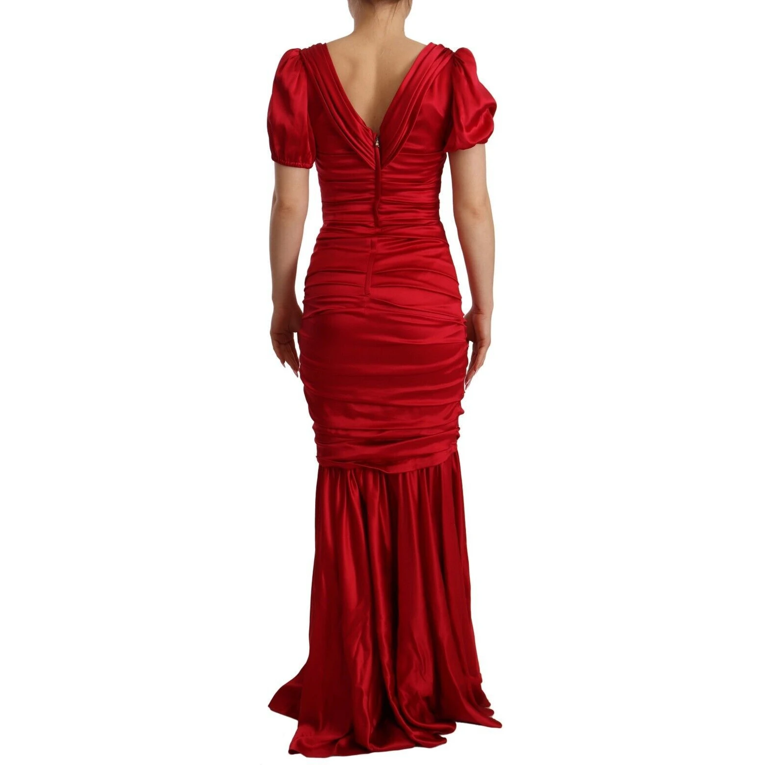 Red Silk Stretch Sheath Mermaid Gown Dress