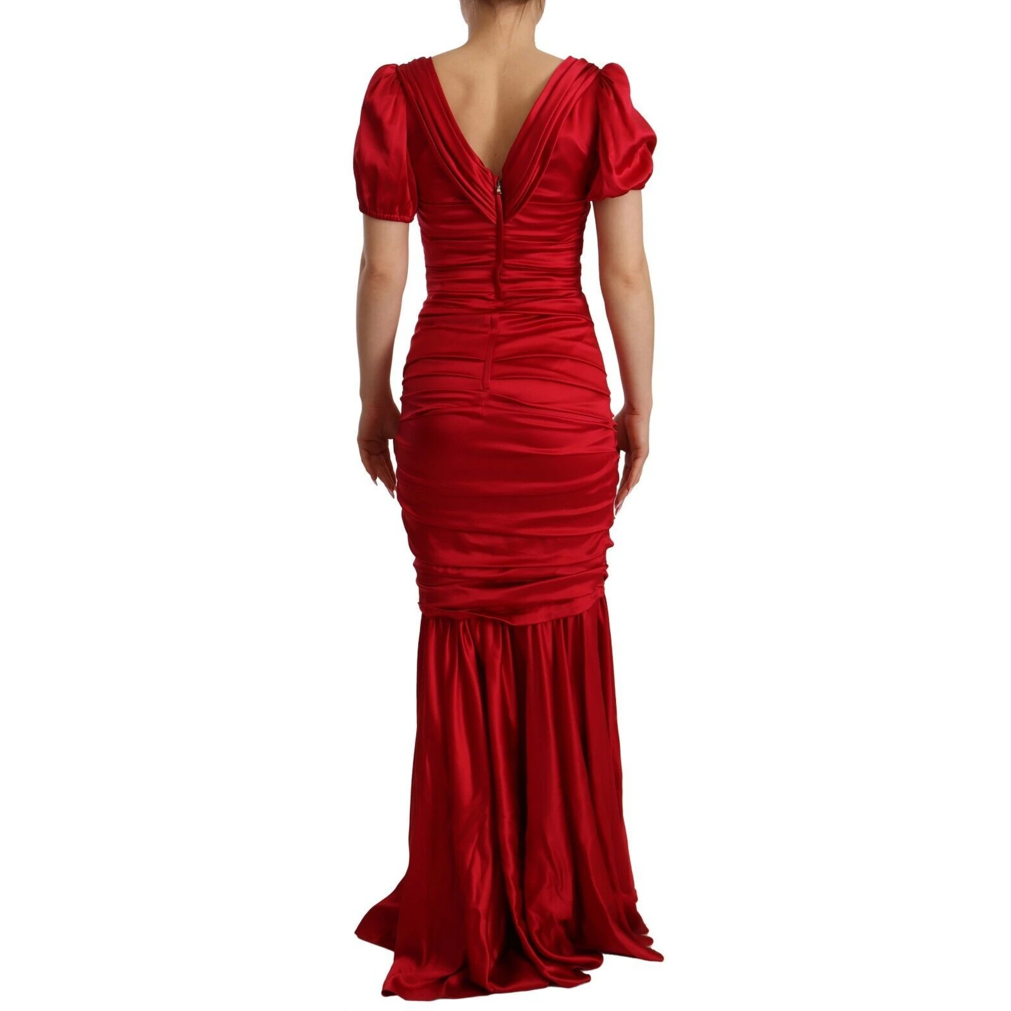 Red Silk Stretch Sheath Mermaid Gown Dress