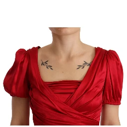 Red Silk Stretch Sheath Mermaid Gown Dress