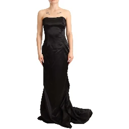 Black Silk Stretch Sheath Mermaid Gown Dress
