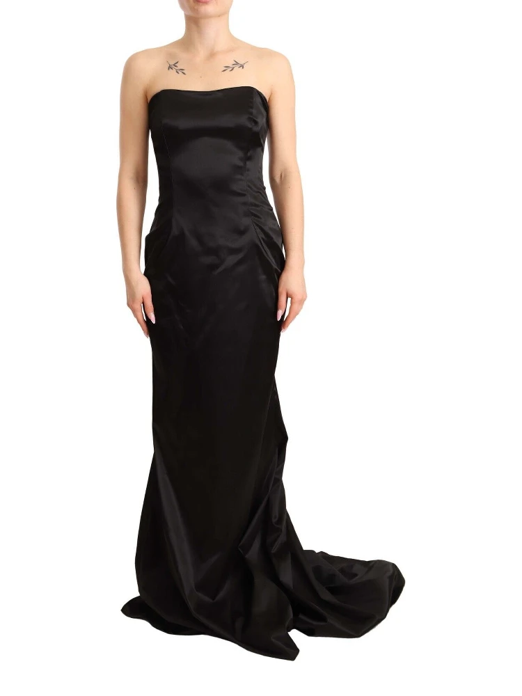 Black Silk Stretch Sheath Mermaid Gown Dress