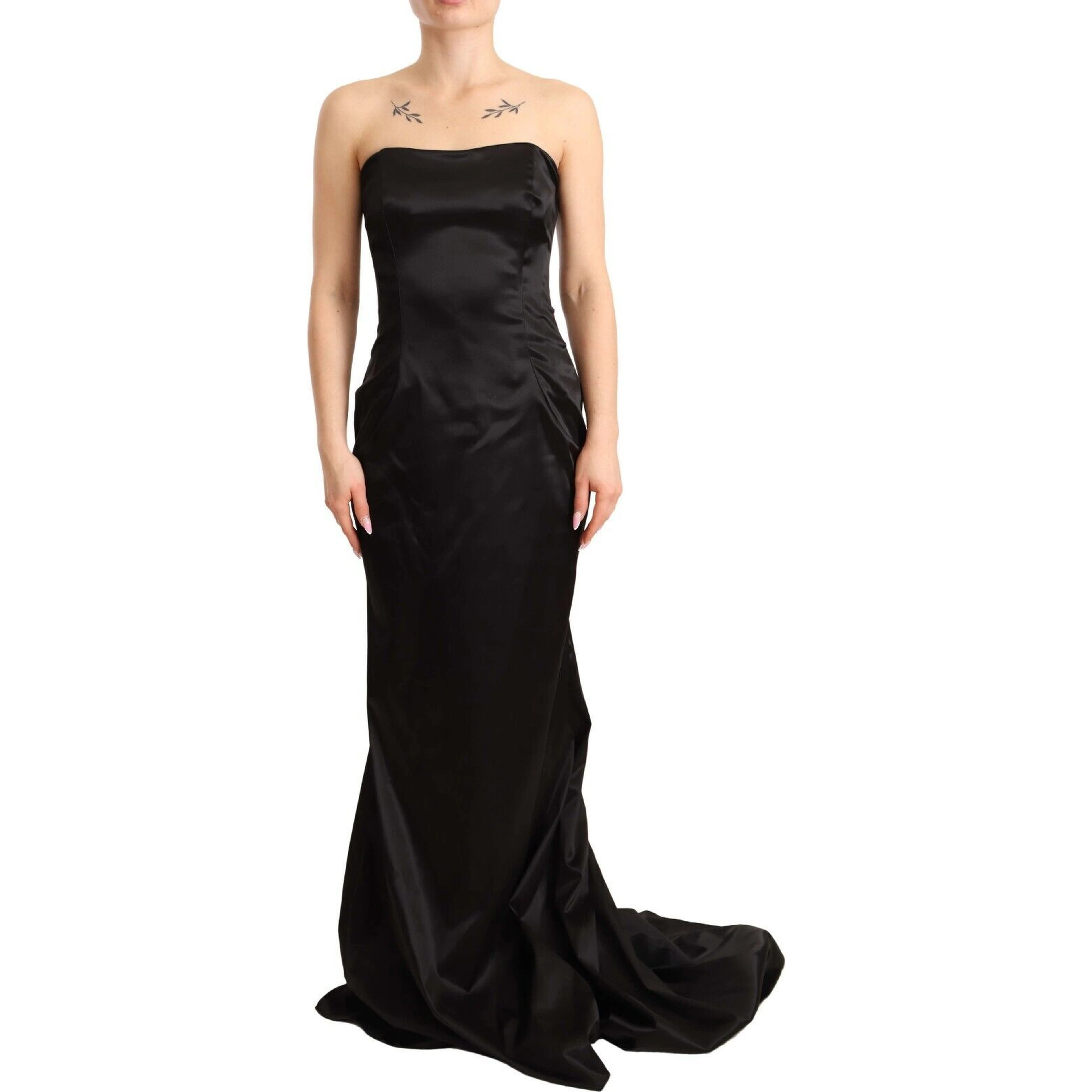 Black Silk Stretch Sheath Mermaid Gown Dress
