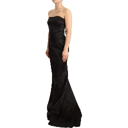 Black Silk Stretch Sheath Mermaid Gown Dress