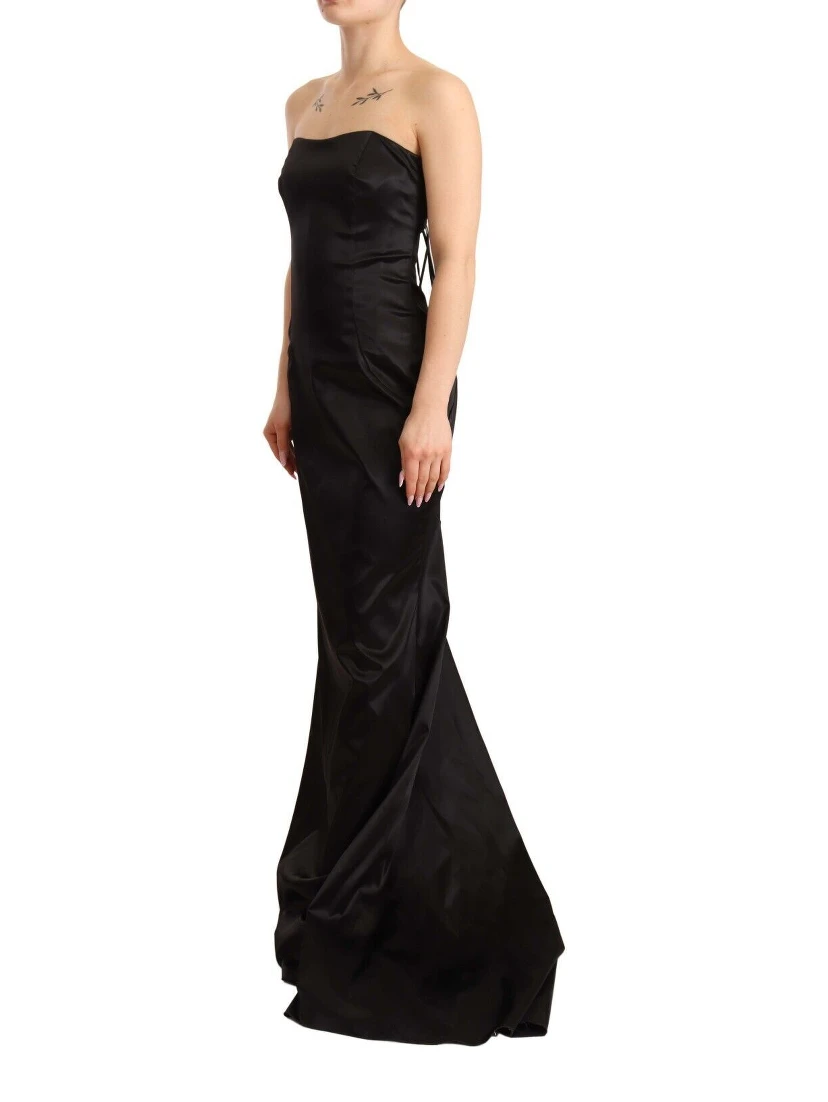 Black Silk Stretch Sheath Mermaid Gown Dress