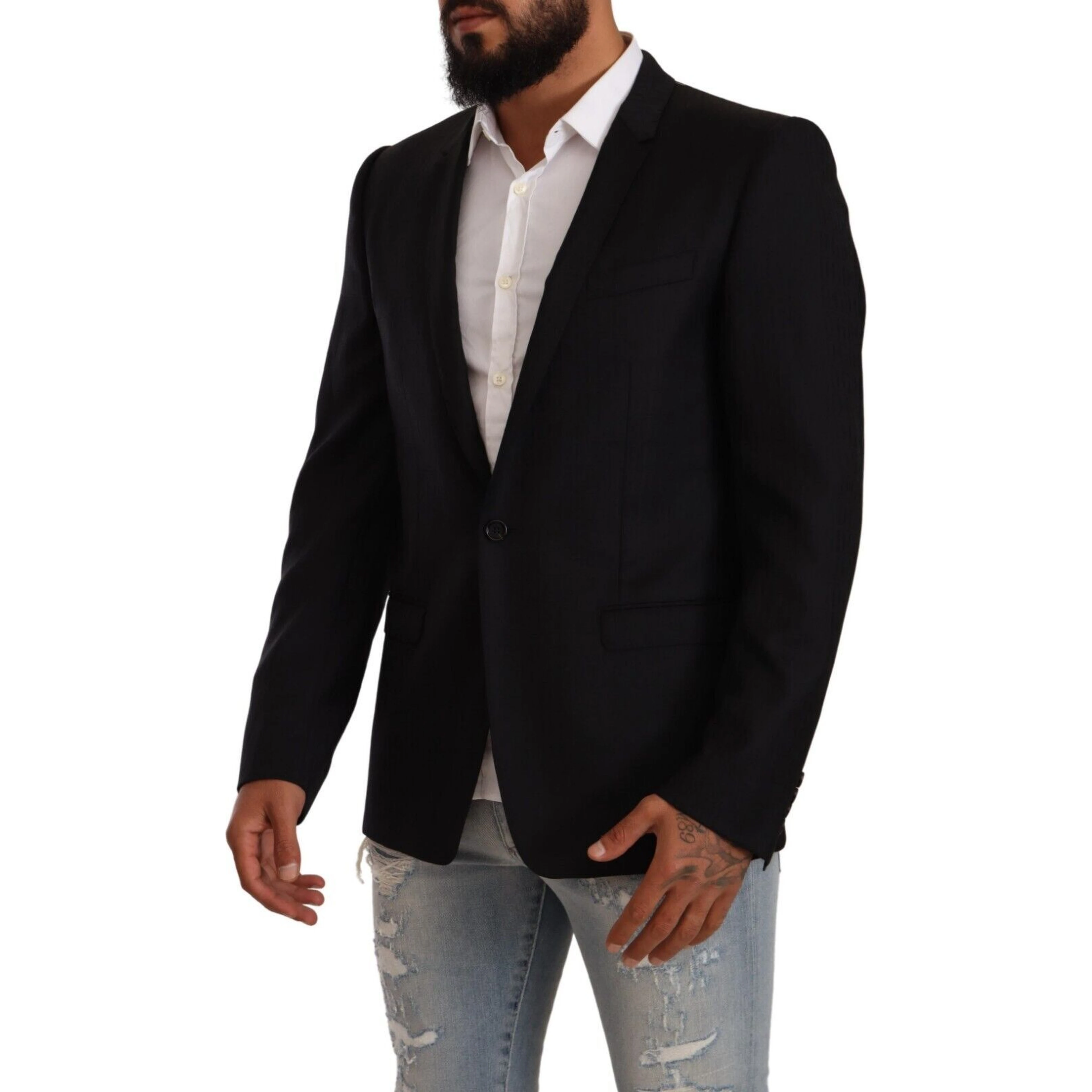 Black Wool Single Breasted Suit GOLD Jacket