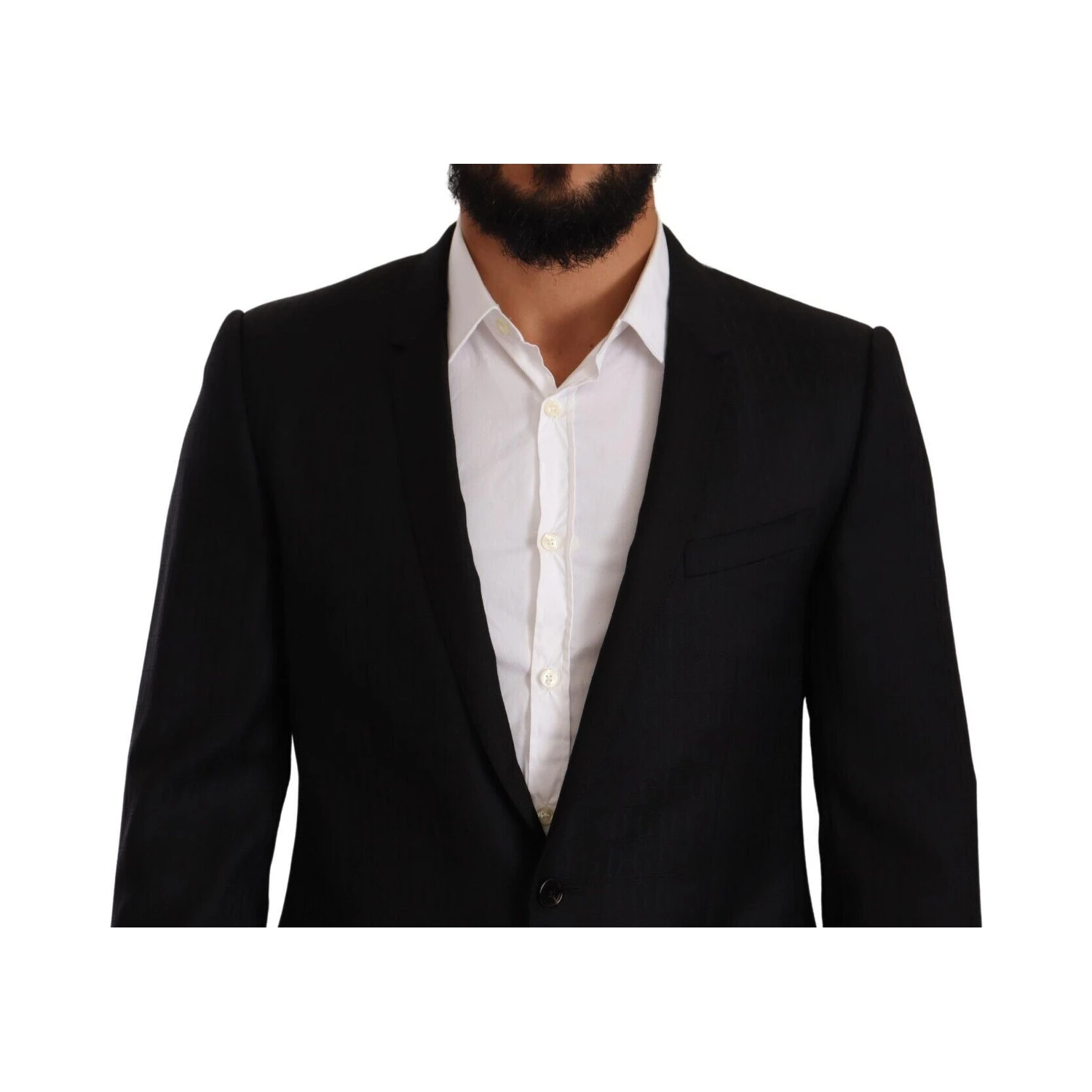Black Wool Single Breasted Suit GOLD Jacket
