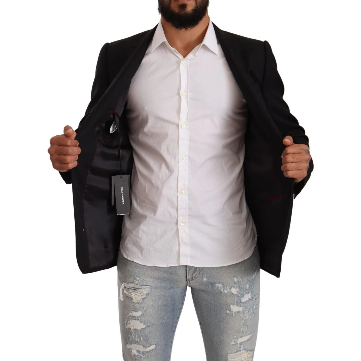 Black Wool Single Breasted Suit GOLD Jacket