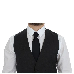 Gray Wool Formal Dress Vest Gilet Weste