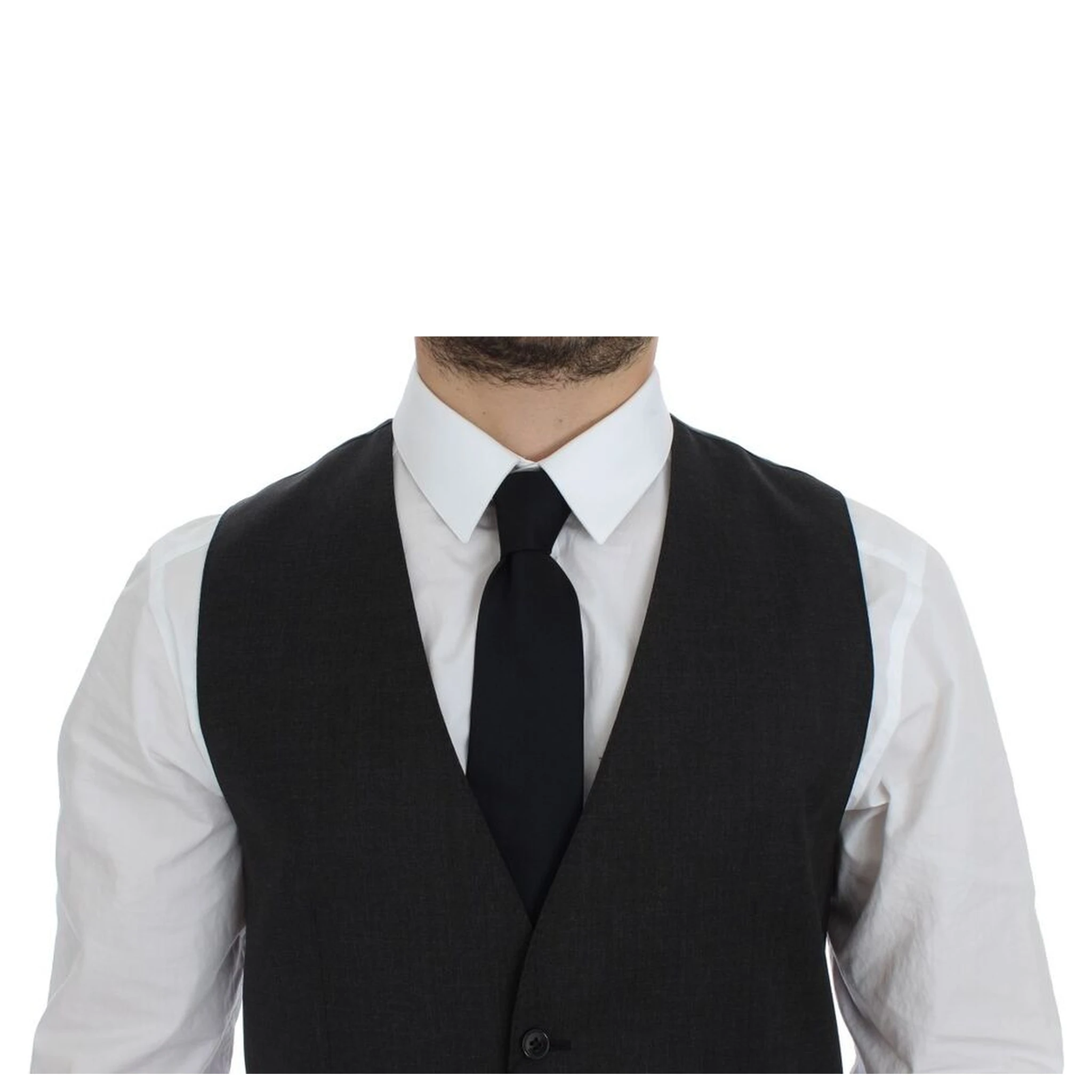 Gray Wool Formal Dress Vest Gilet Weste