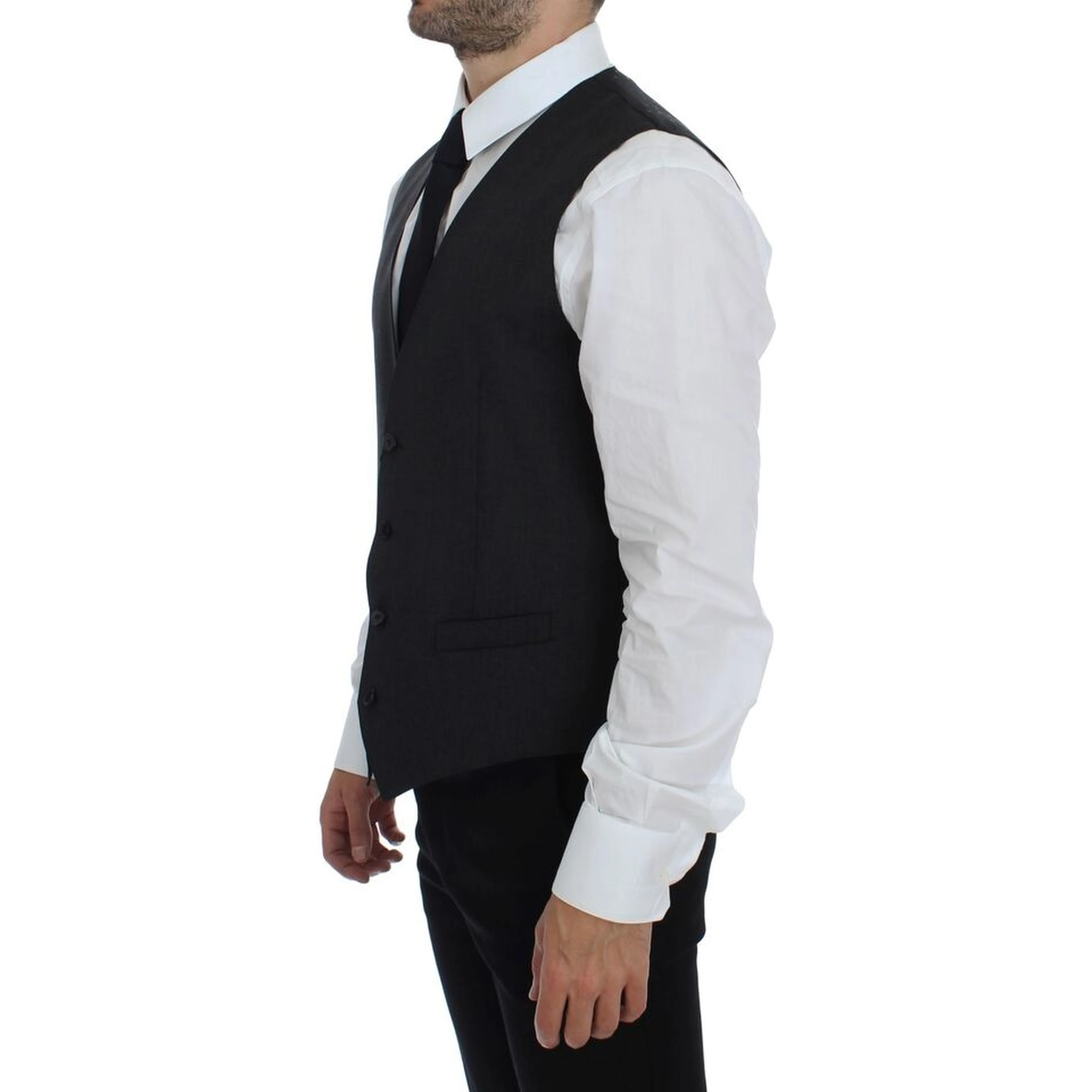 Gray Wool Formal Dress Vest Gilet Weste