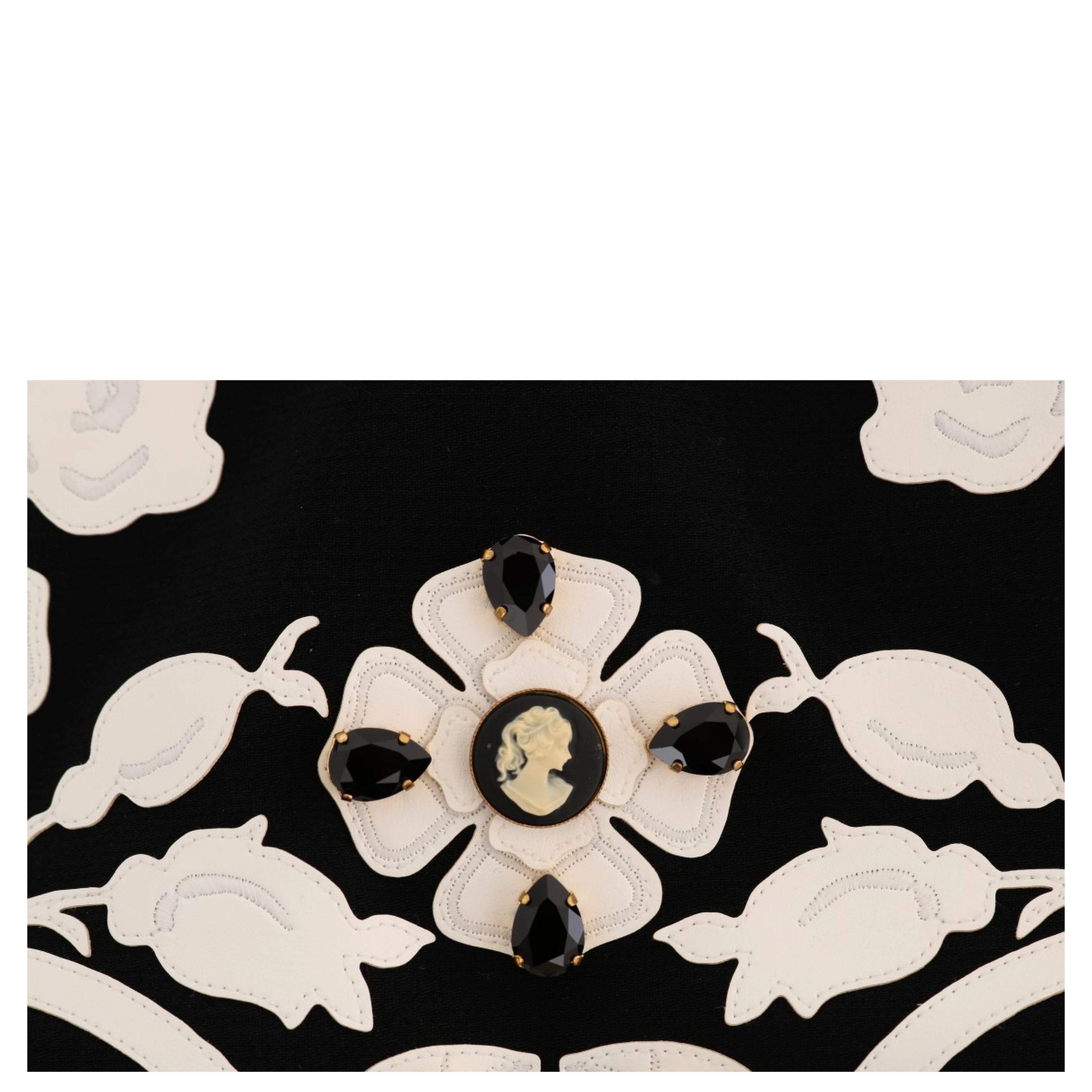 Black Crystal Floral Pencil Skirt