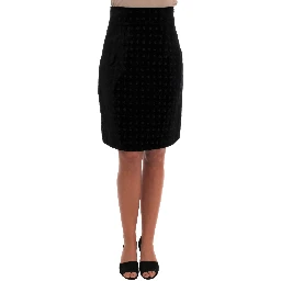 Dark Green Baroque Velvet Pencil Skirt