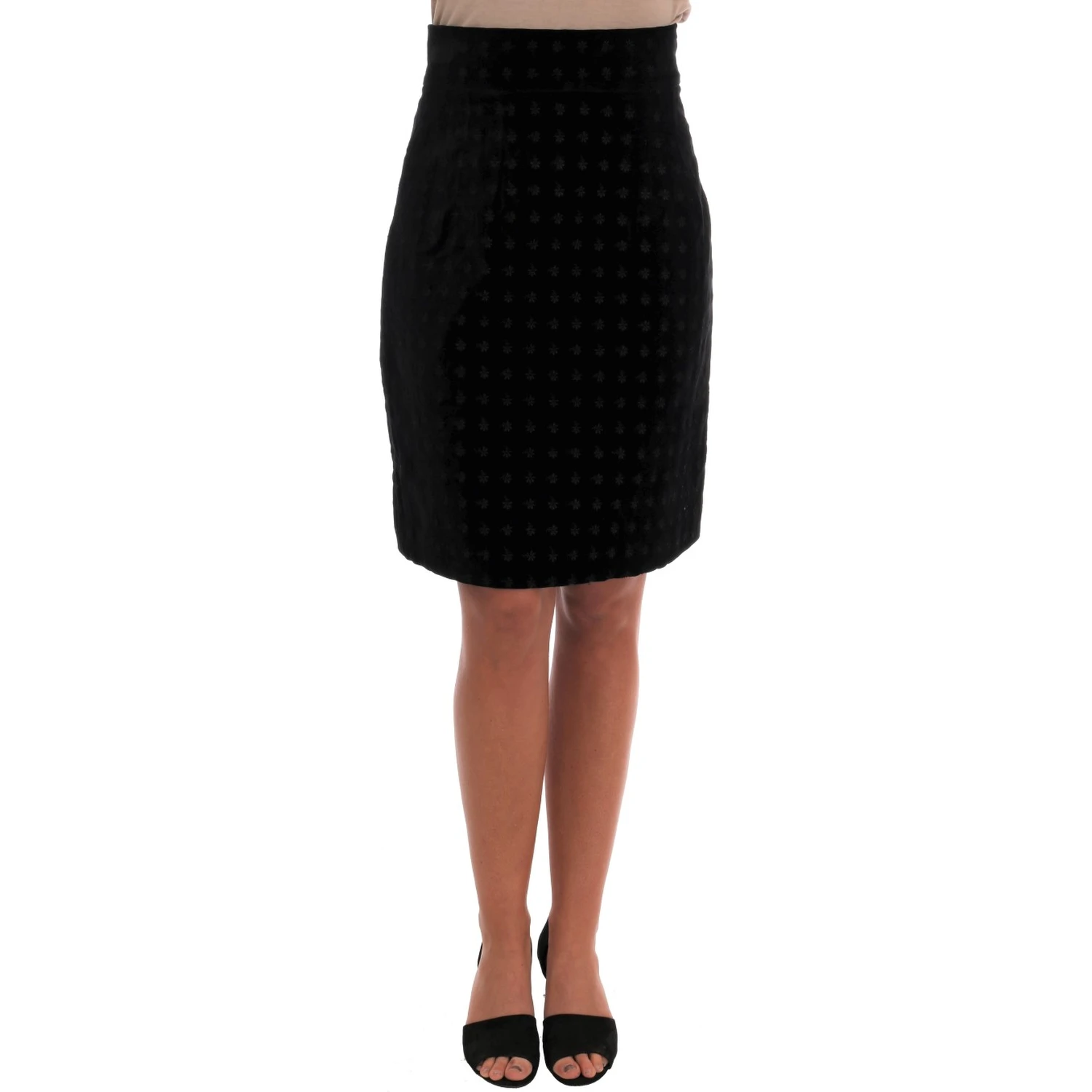 Dark Green Baroque Velvet Pencil Skirt
