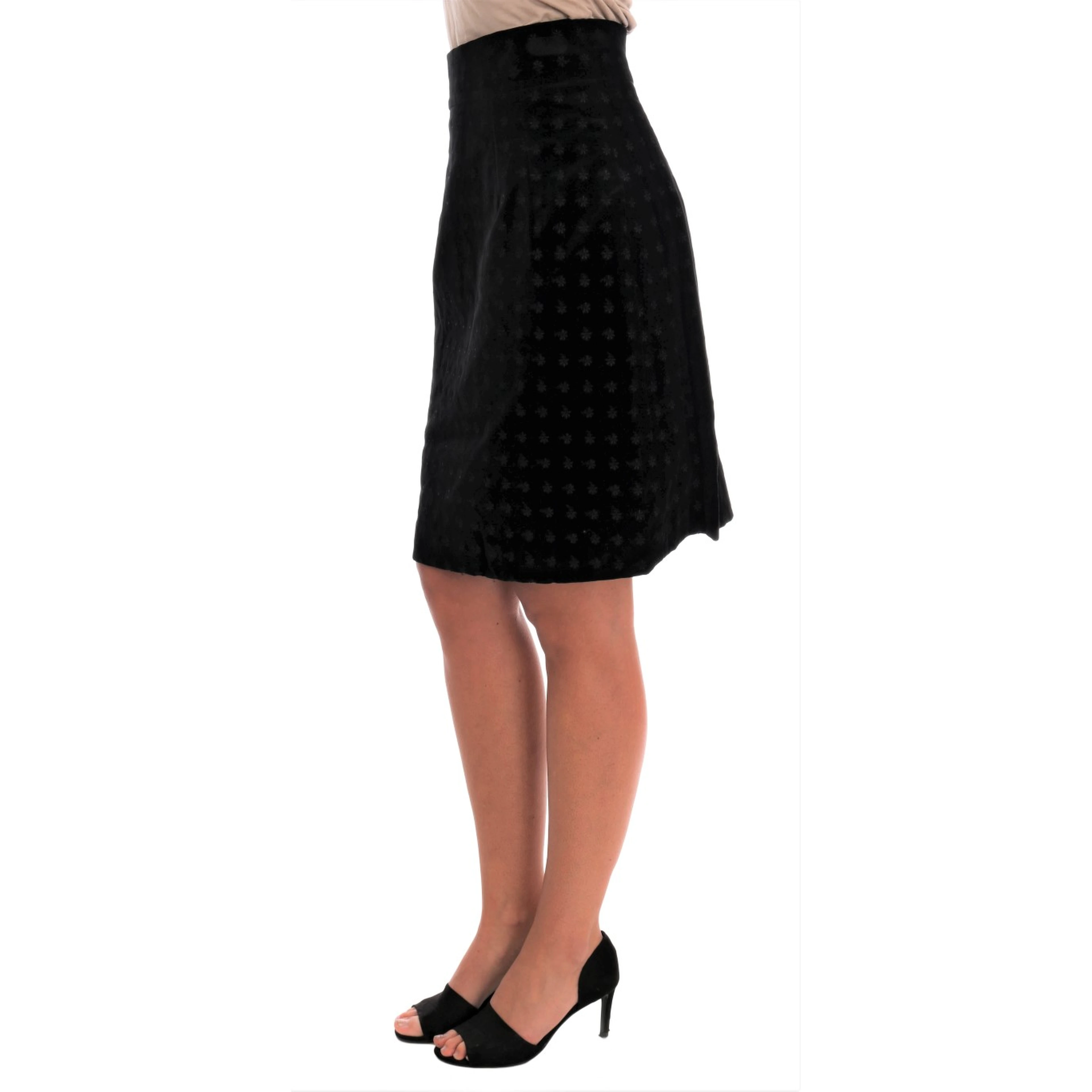 Dark Green Baroque Velvet Pencil Skirt