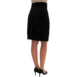 Dark Green Baroque Velvet Pencil Skirt