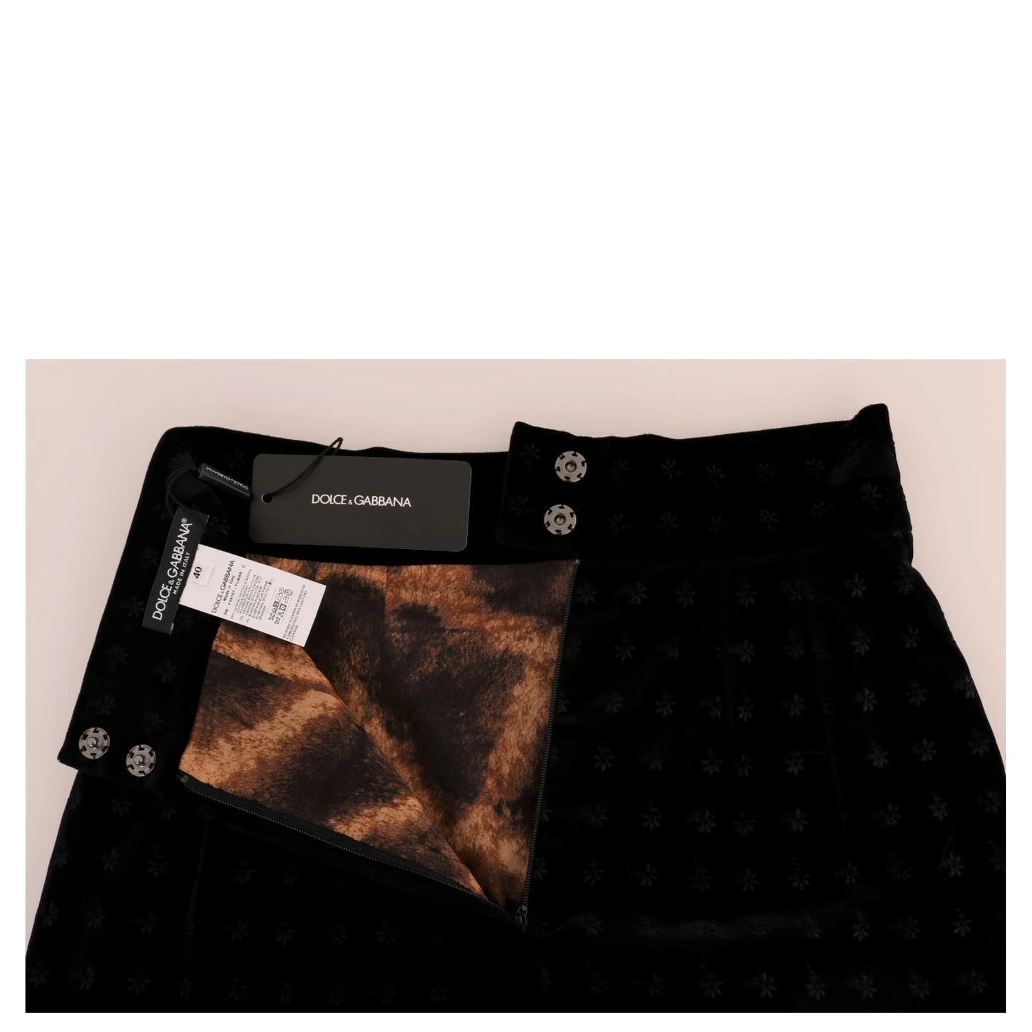 Dark Green Baroque Velvet Pencil Skirt