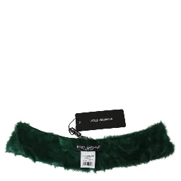 Green Fur Neck Collar Wrap Lambskin Scarf