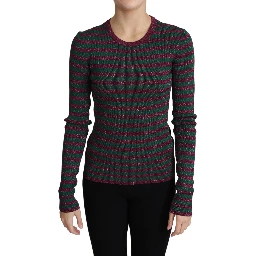 Multicolor Stripes Crew Neck Pullover Sweater
