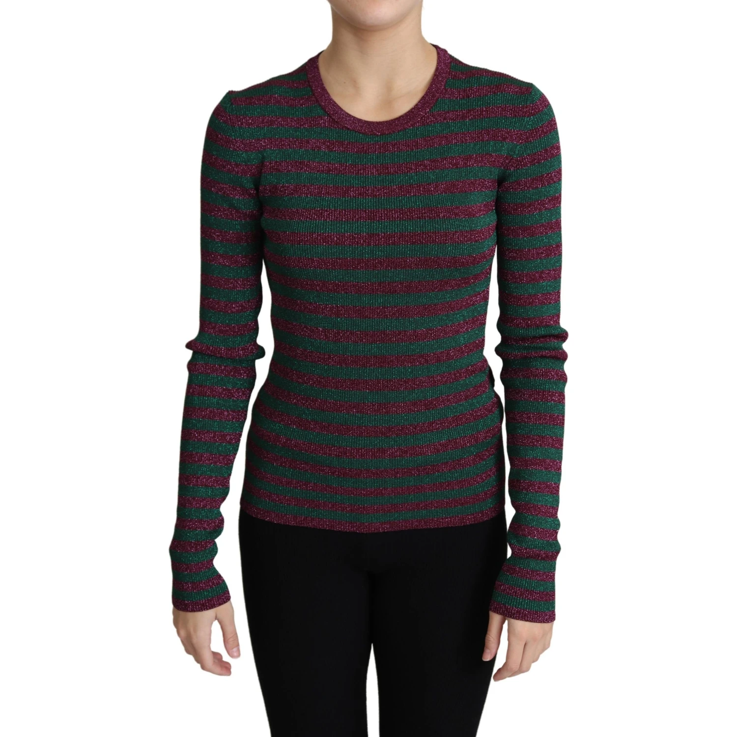 Multicolor Stripes Crew Neck Pullover Sweater