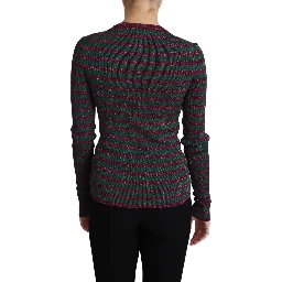 Multicolor Stripes Crew Neck Pullover Sweater
