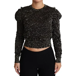 Black Gold Cropped Women Pullover Sweater