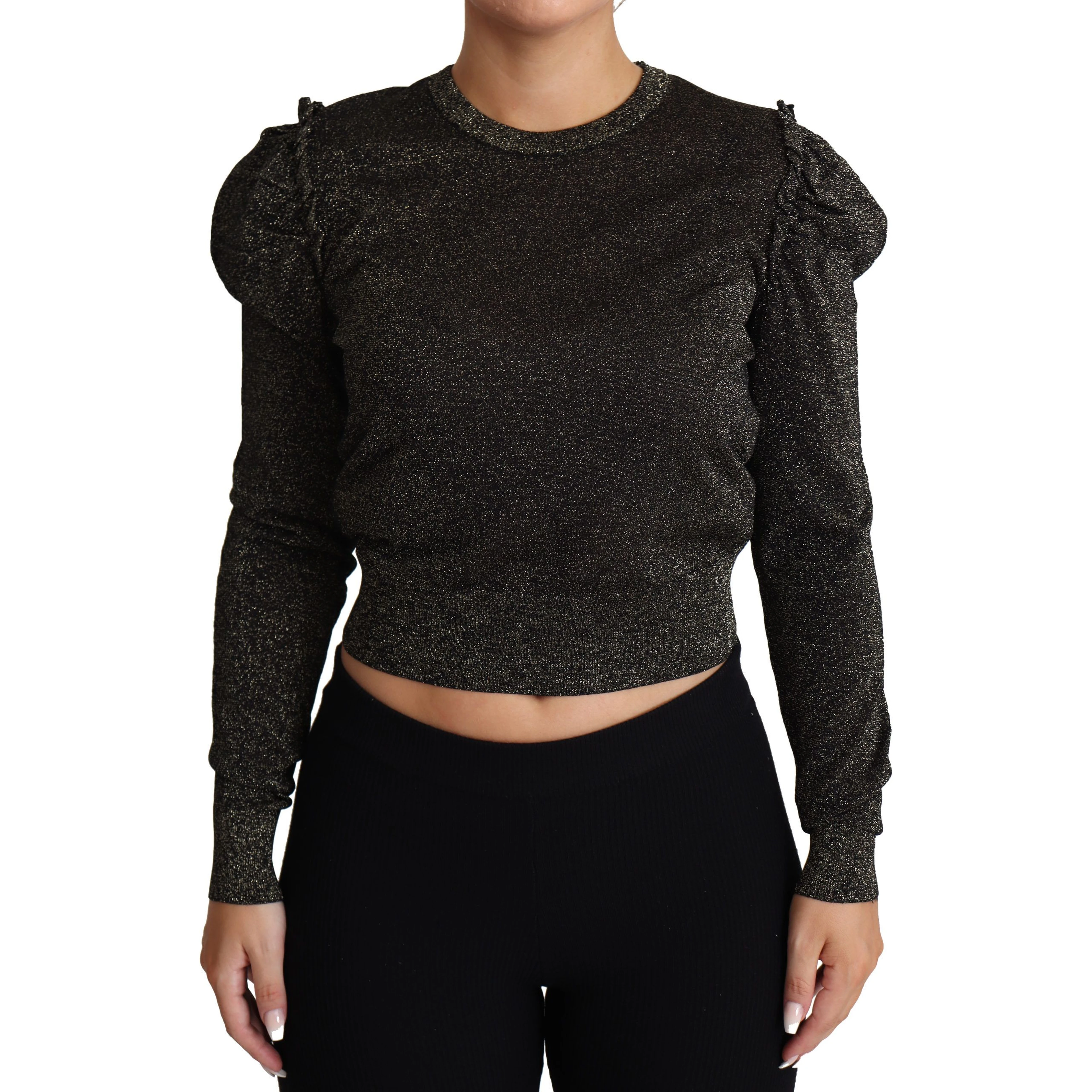 Black Gold Cropped Women Pullover Sweater