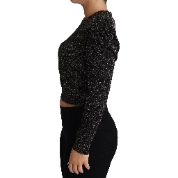 Black Gold Cropped Women Pullover Sweater