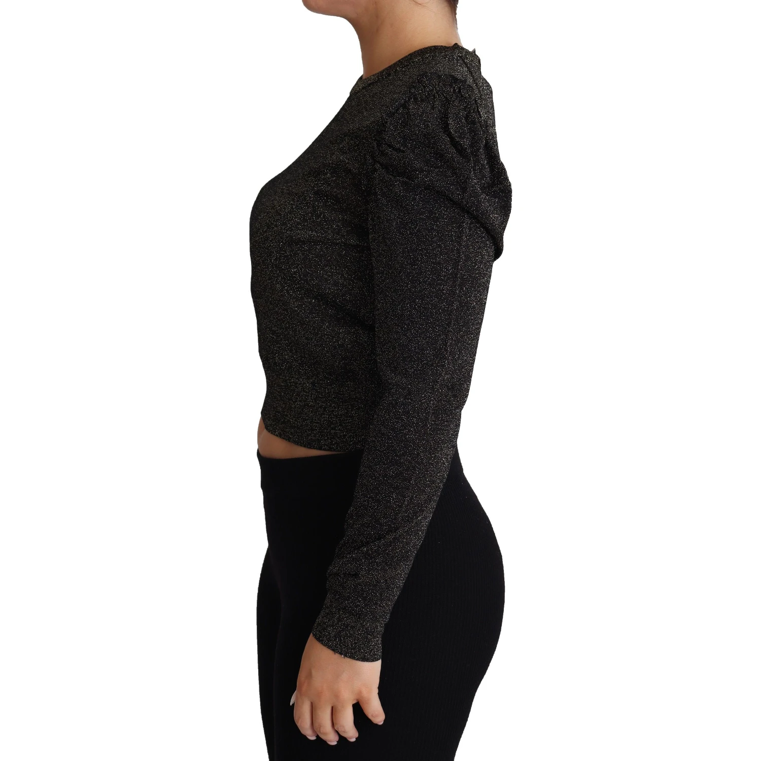 Black Gold Cropped Women Pullover Sweater