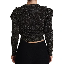 Black Gold Cropped Women Pullover Sweater