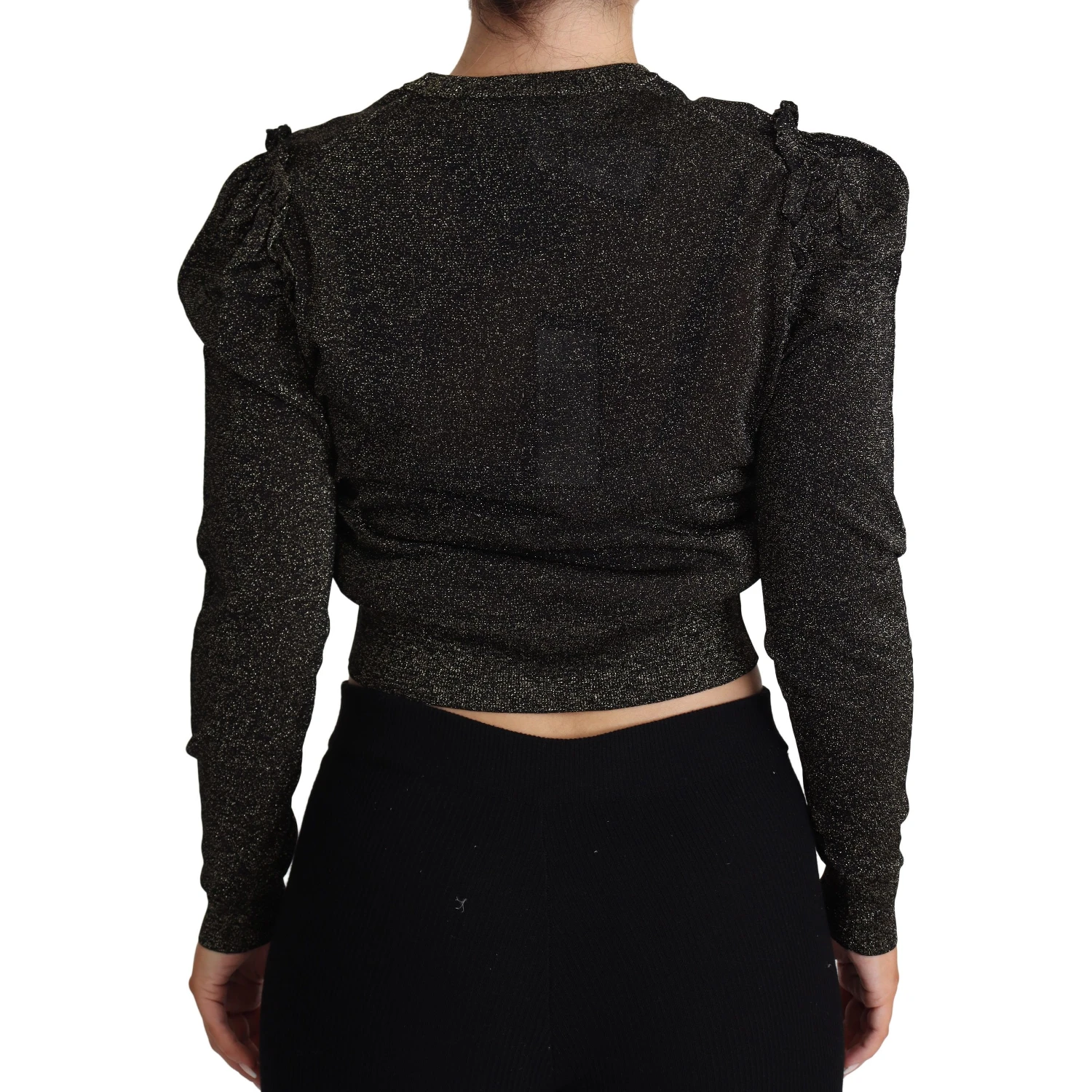 Black Gold Cropped Women Pullover Sweater