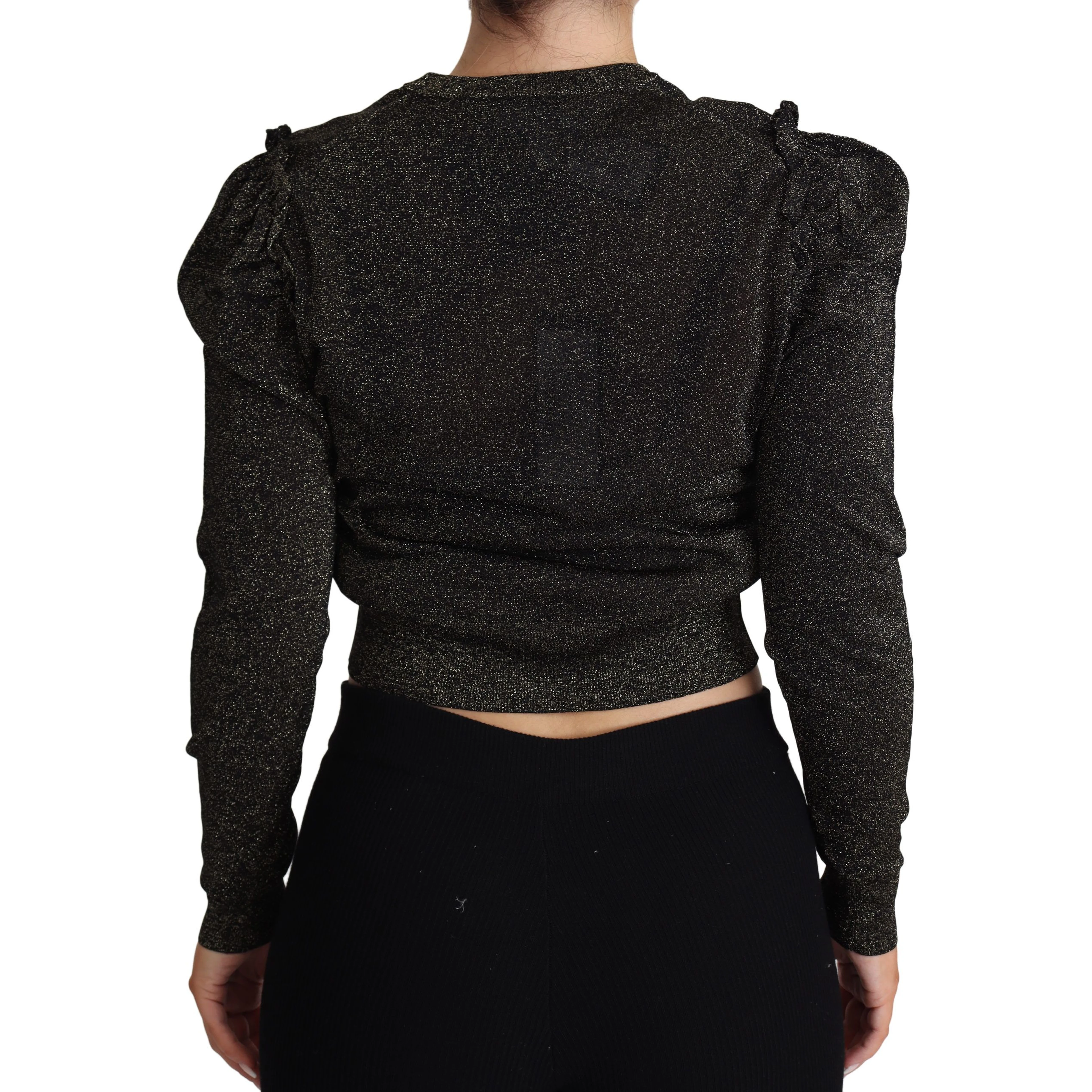Black Gold Cropped Women Pullover Sweater