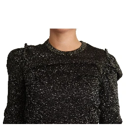 Black Gold Cropped Women Pullover Sweater