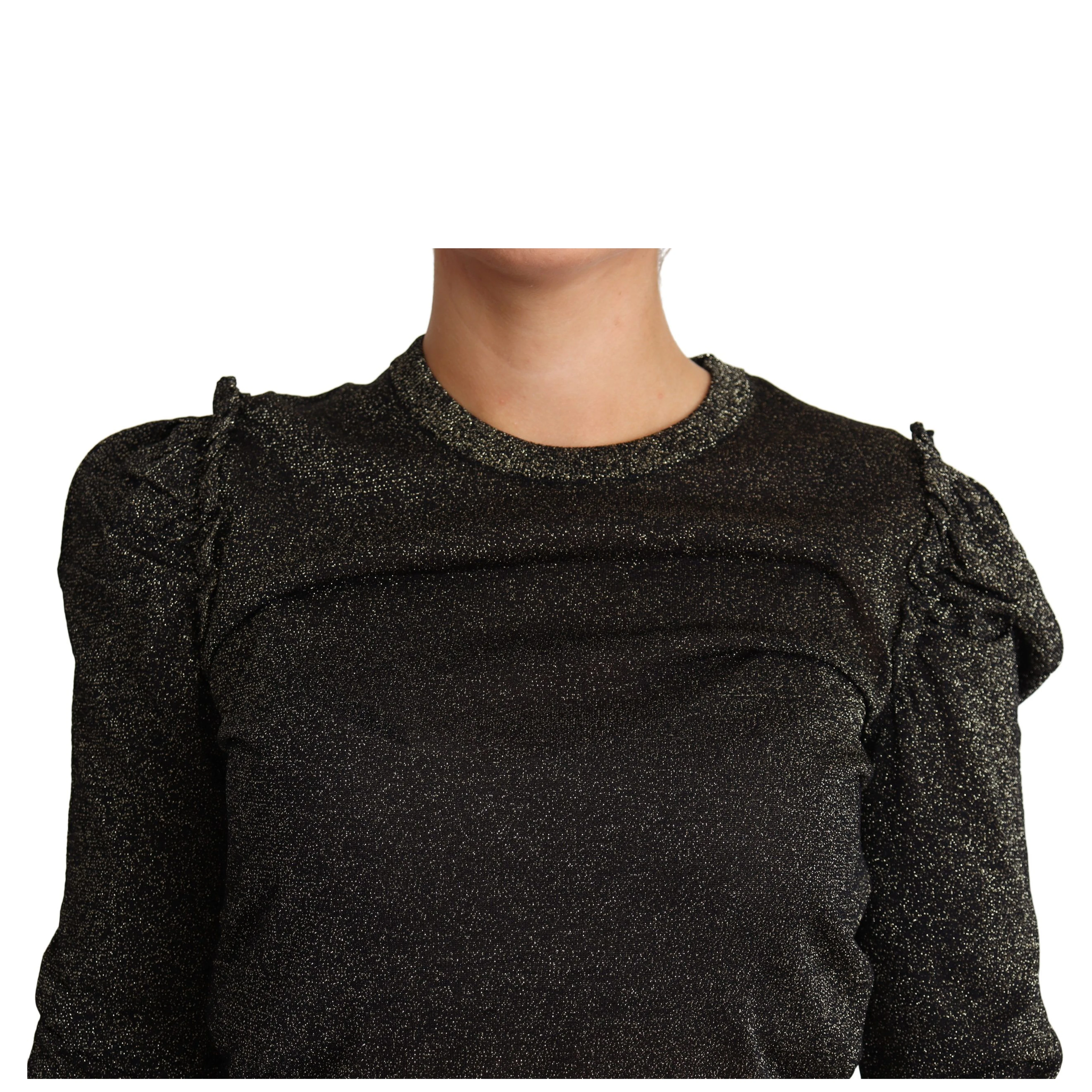 Black Gold Cropped Women Pullover Sweater