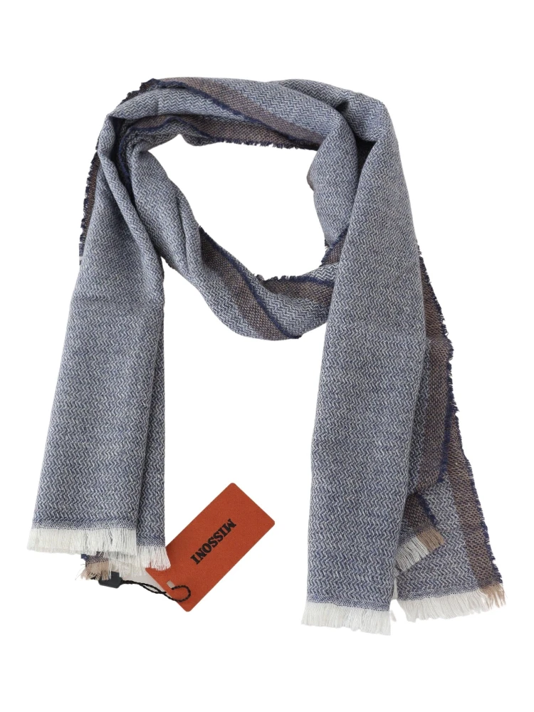 Gray Striped Wool Unisex Neck Wrap Fringes Scarf alternative