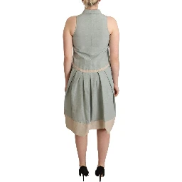 Multicolor Collared Sleeveless Sheath Dress