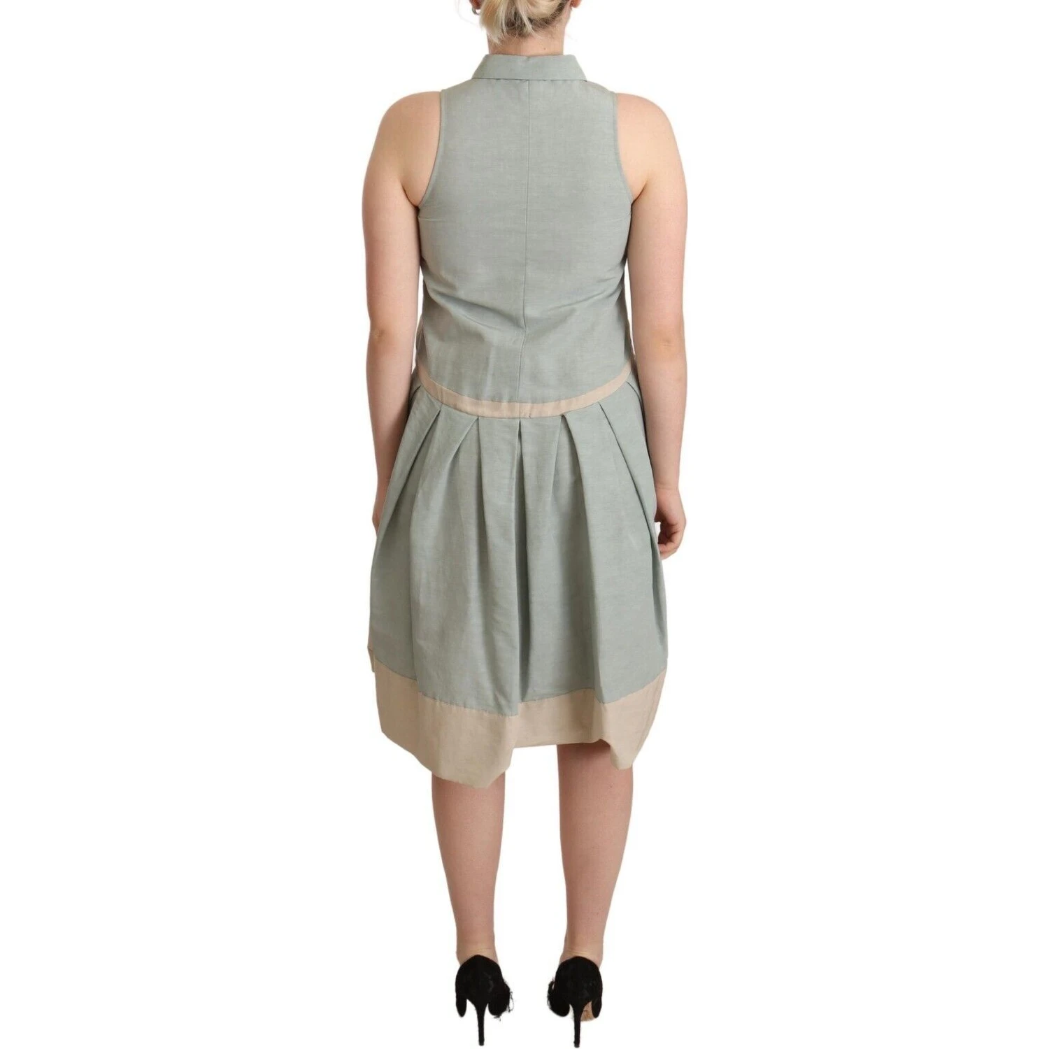 Multicolor Collared Sleeveless Sheath Dress