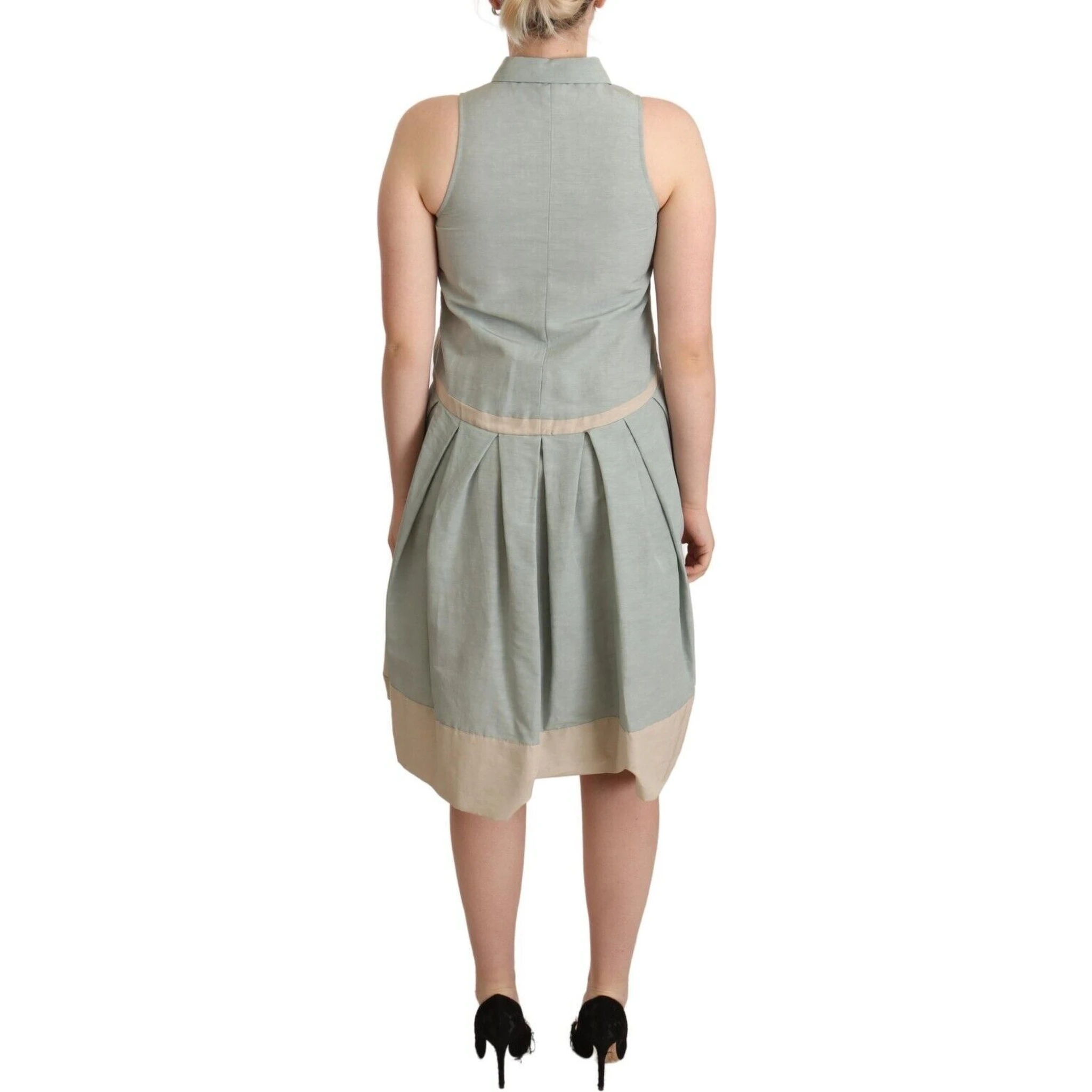 Multicolor Collared Sleeveless Sheath Dress