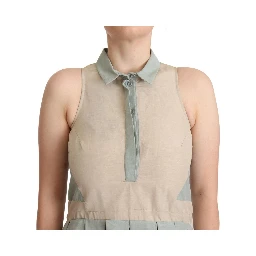 Multicolor Collared Sleeveless Sheath Dress