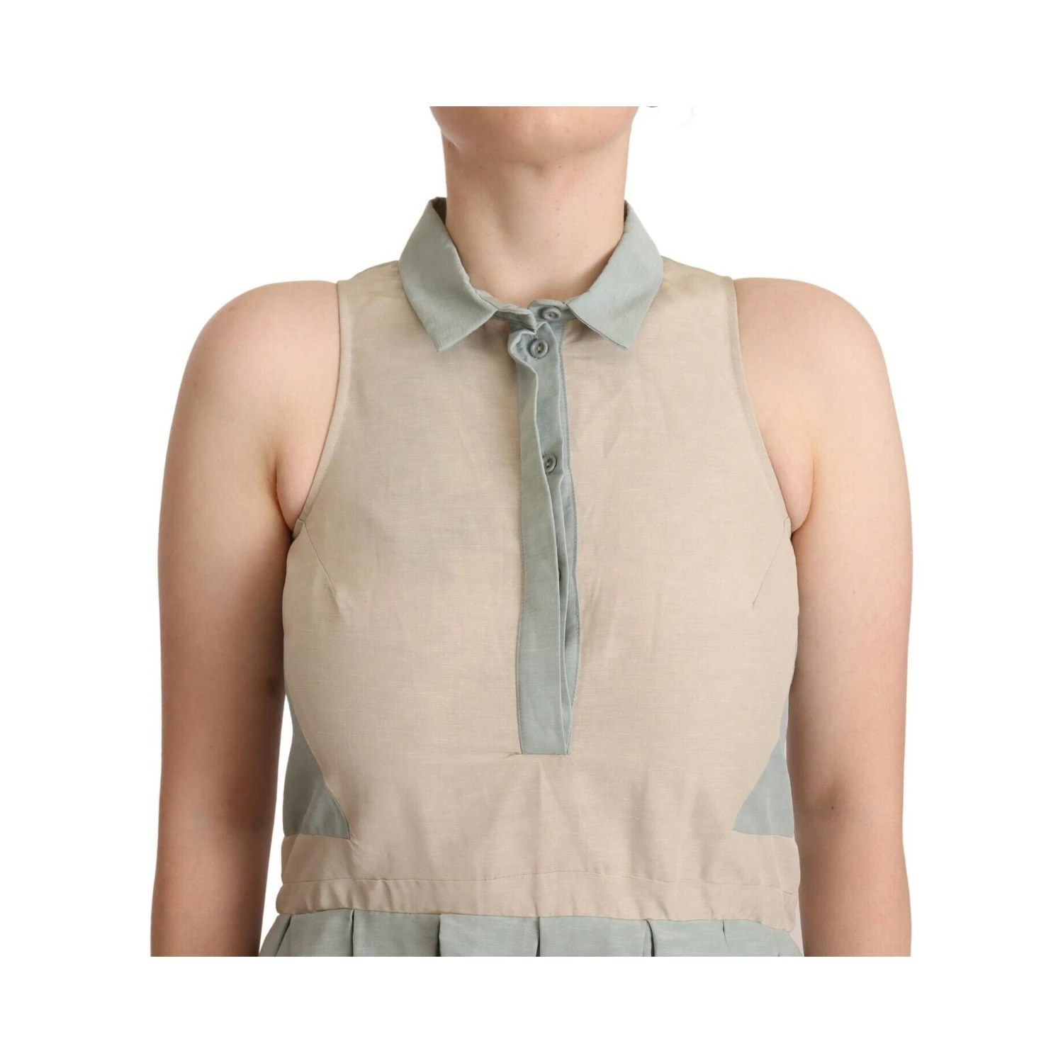 Multicolor Collared Sleeveless Sheath Dress