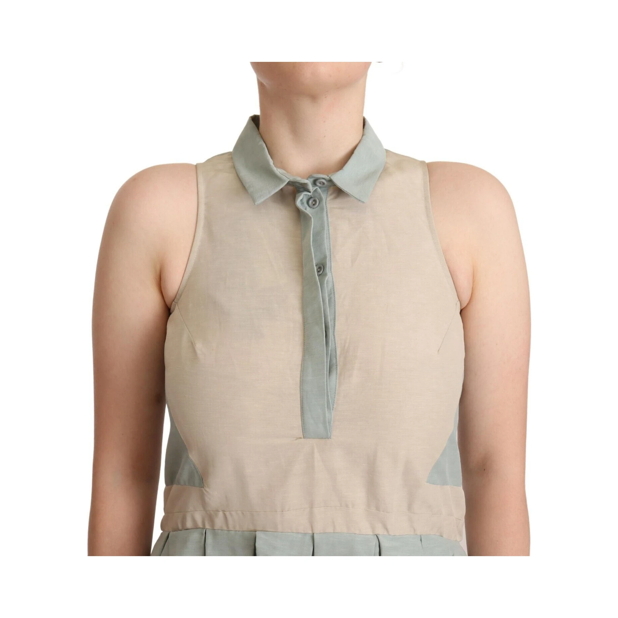 Multicolor Collared Sleeveless Sheath Dress