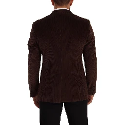 Brown Corduroy Slim Fit Coat DG Logo Blazer