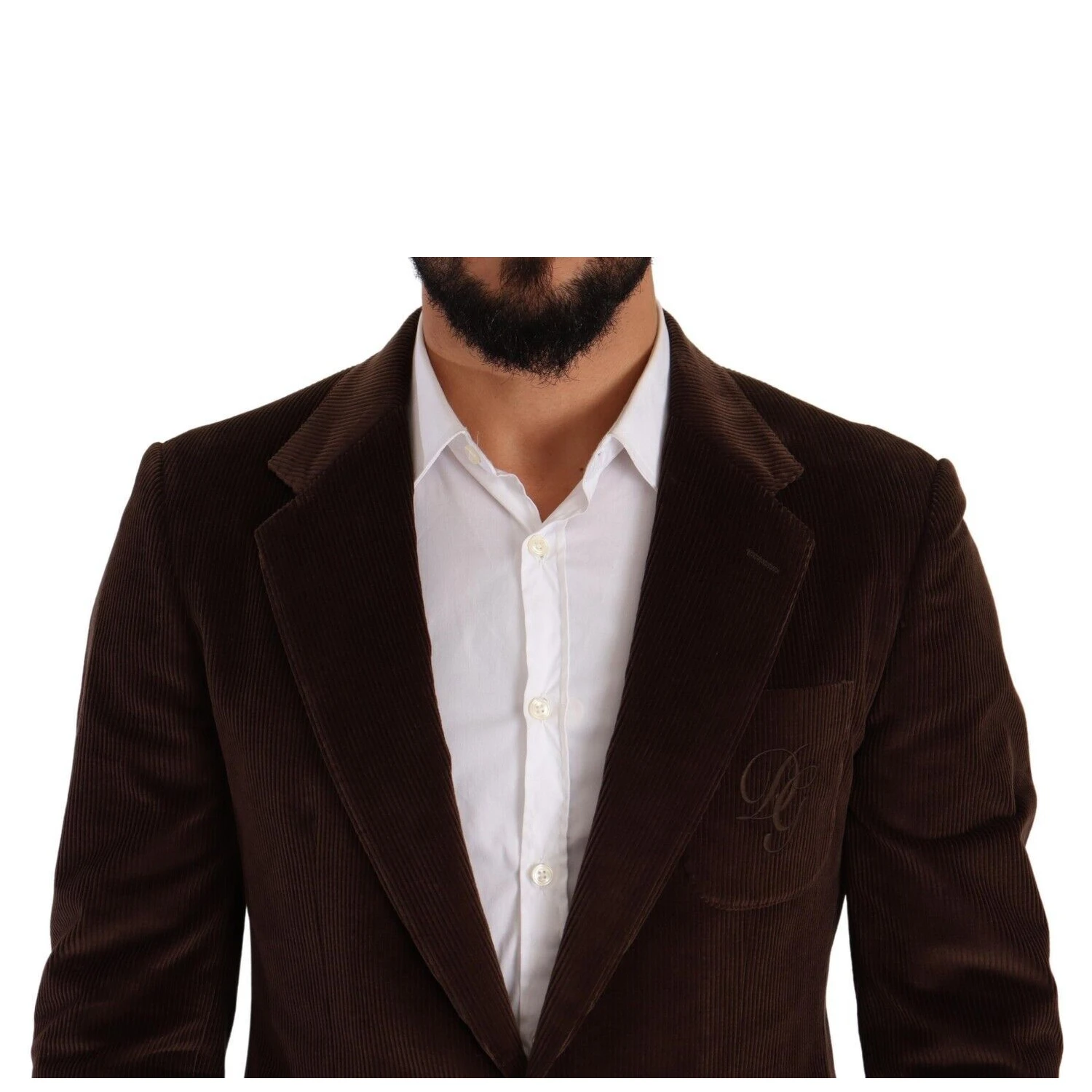 Brown Corduroy Slim Fit Coat DG Logo Blazer