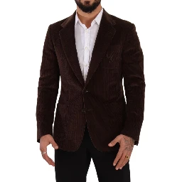 Brown Corduroy Slim Fit Coat DG Logo Blazer