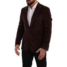 Brown Corduroy Slim Fit Coat DG Logo Blazer