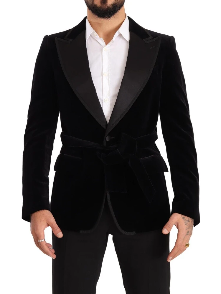 Black Velvet Single Breasted One Button Blazer